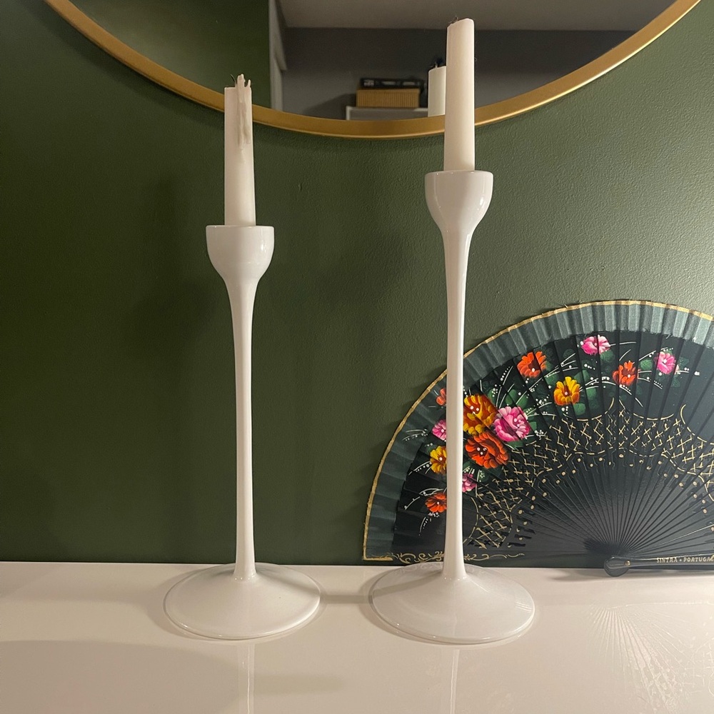 IKEA White Candle Holders